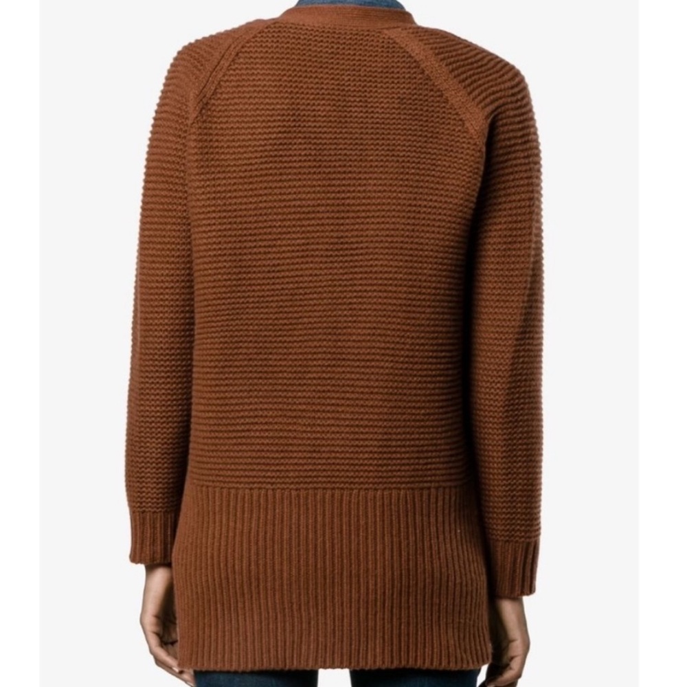 Vince Chunky Knit Wool Cashmere V-Neck Cardigan Sweater - Rust Orange, Size M - Picture 5 of 15